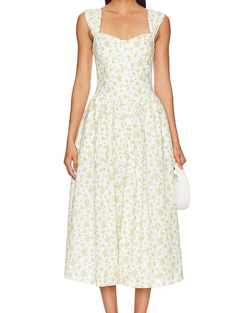 Bardot White and Yellow Floral Midi Sundress